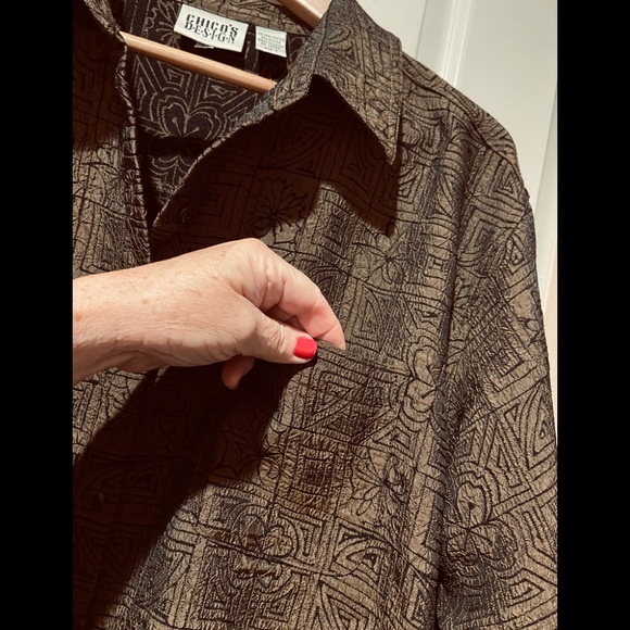 Fabulous~Chico’s~Boxy Jacket In a Rich Copper/Brown & Black Print - Picture 3 of 12